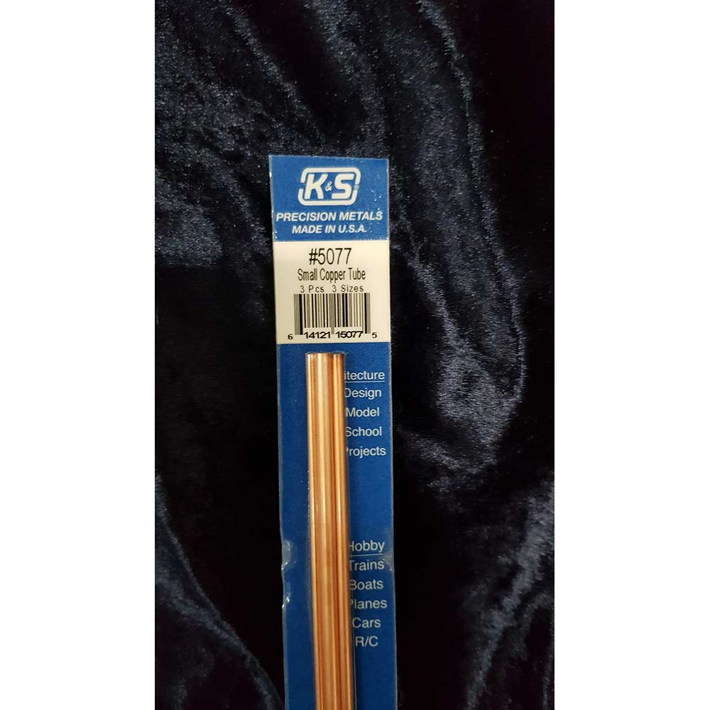 Copper Bendable Tube K&S 5077 3/32, 1/8 & 5/32 x 12" (3)