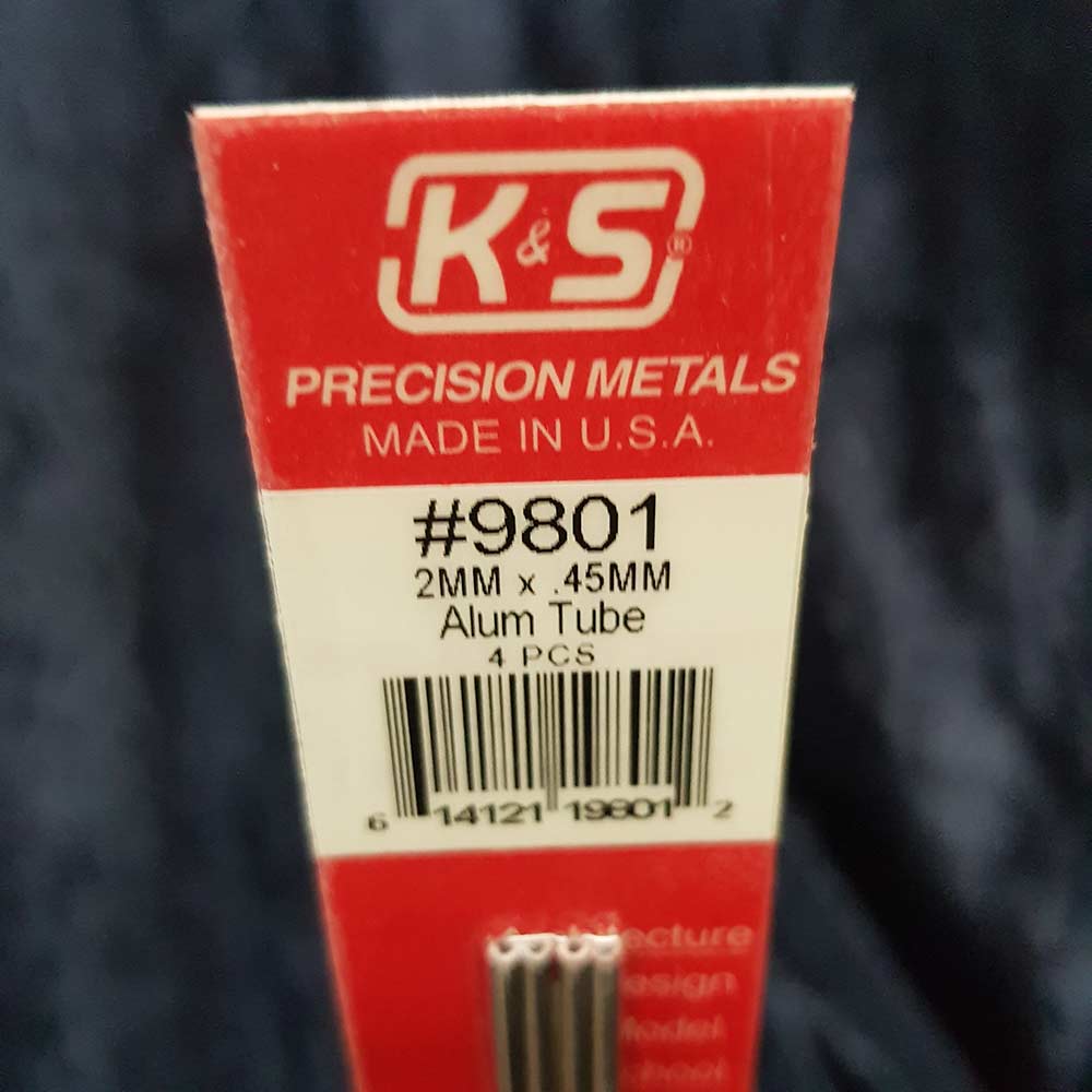 Aluminium Tube K&S 9801 2mm x 300mm 0.45mm Wall (4)