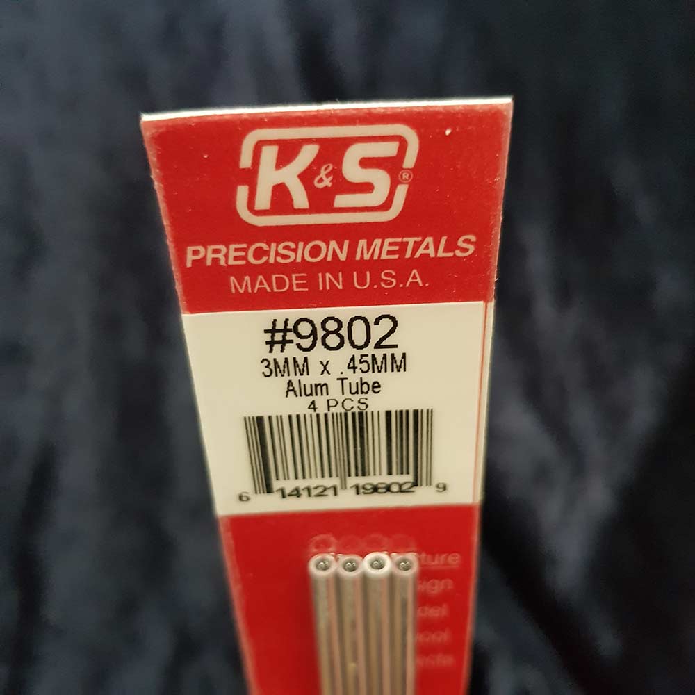 Aluminium Tube K&S 9802 3mm x 300mm 0.45mm Wall (4)