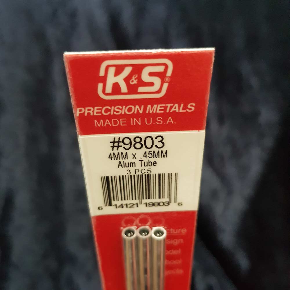 Aluminium Tube K&S 9803 4mm x 300mm 0.45mm Wall (3)