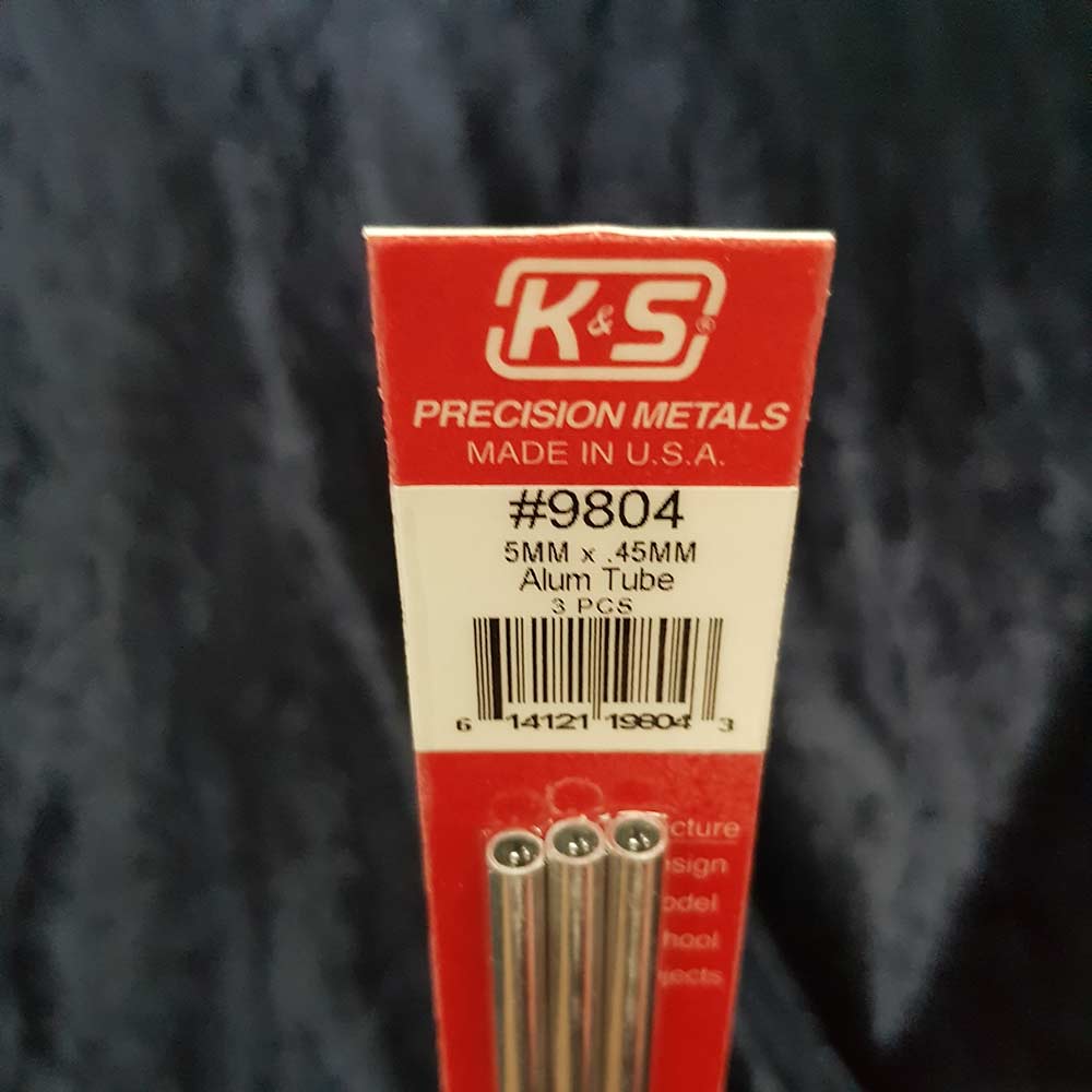 Aluminium Tube K&S 9804 5mm x 300mm 0.45mm Wall (3)