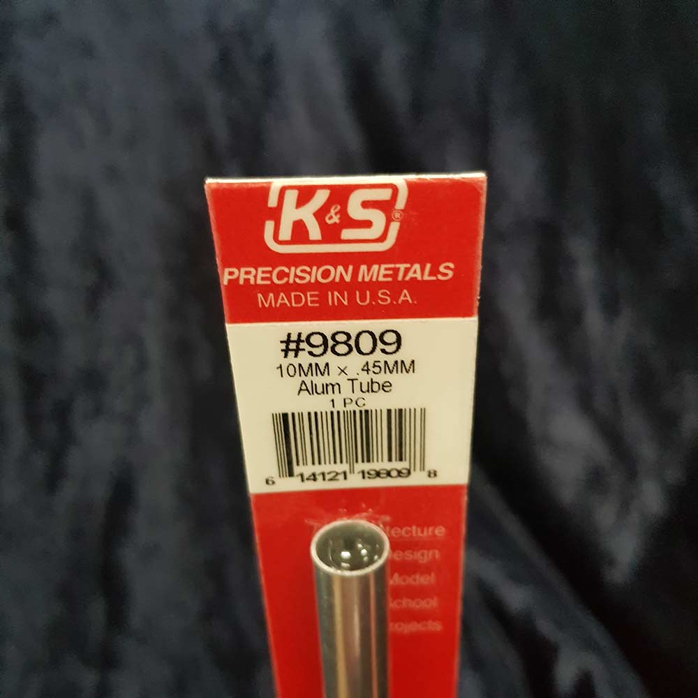 Aluminium Tube K&S 9809 10mm x 300mm 0.45mm Wall (1)