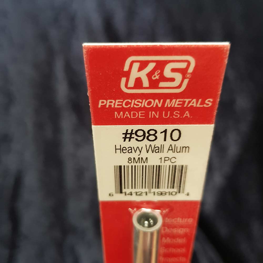 Aluminium Tube K&S 9810 8mm x 300mm 0.89mm Wall (1)
