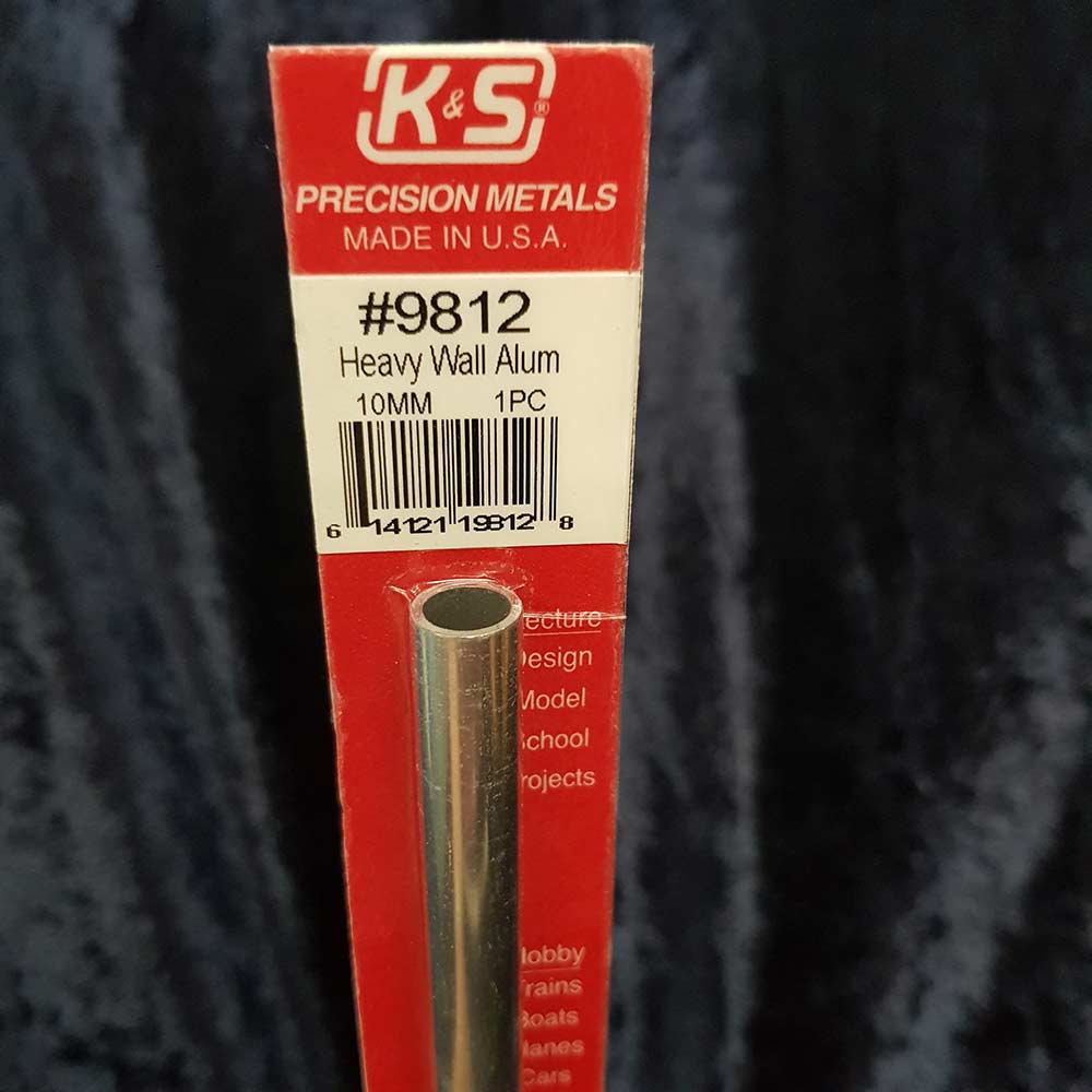 Aluminium Tube K&S 9812 10mm x 300mm 0.89mm Wall (1)