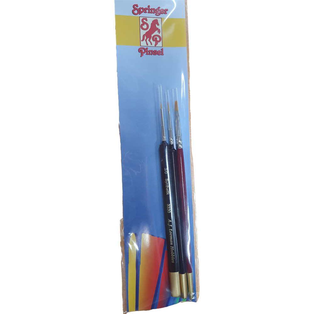 Brush Set, Synthetic 3/0 tri 1 tri 4 flat, Springers