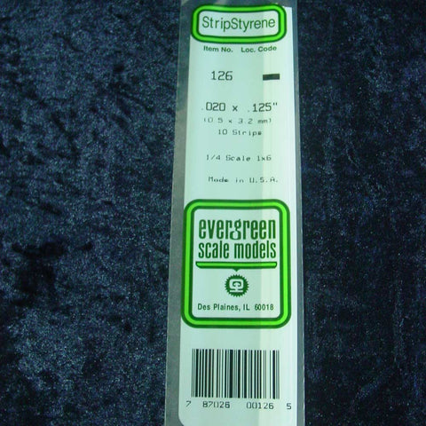 Evergreen Strip 126 0.020 x 0.125 x 14" (10)