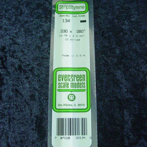 Evergreen Strip 134 0.030 x 0.080 x 14" (10)