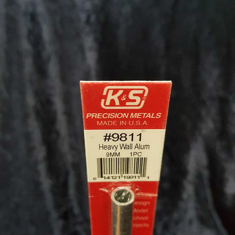 Aluminium Tube K&S 9811 9mm x 300mm 0.89mm Wall (1)