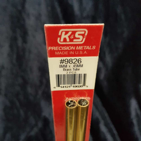Brass Tube K&S 9826 8mm x 300mm 0.45mm Wall (2)