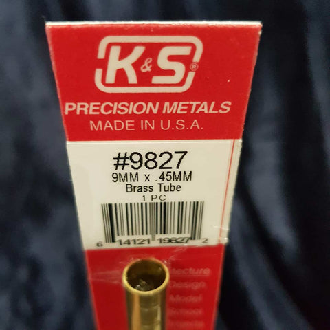 Brass Tube K&S 9827 9mm x 300mm 0.45mm Wall (2)