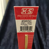 Brass Square Tube K&S 9850 2mm x 300mm 0.45mm Wall (2)