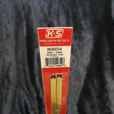 Brass Square Tube K&S 9854 6mm x 300mm 0.45mm Wall (2)