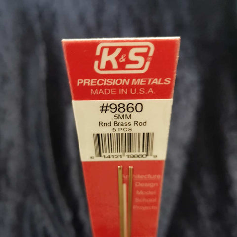 Brass Rod K&S 9860 0.5mm x 300mm (5)