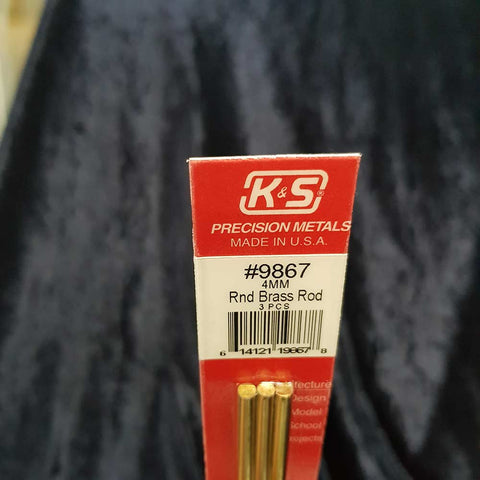 Brass Rod K&S 9867 4mm x 300mm (3)