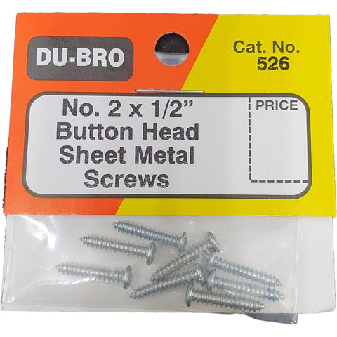 Du-bro Button Head Sheet Metal Screws 2G x 1/2"
