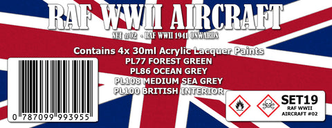 SET19 RAF WWII AIRCRAFT #2 1941+ Colour Set